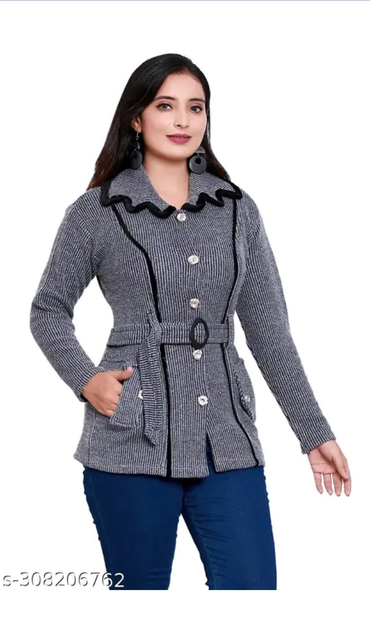 Stylish Striped Belted Jacket