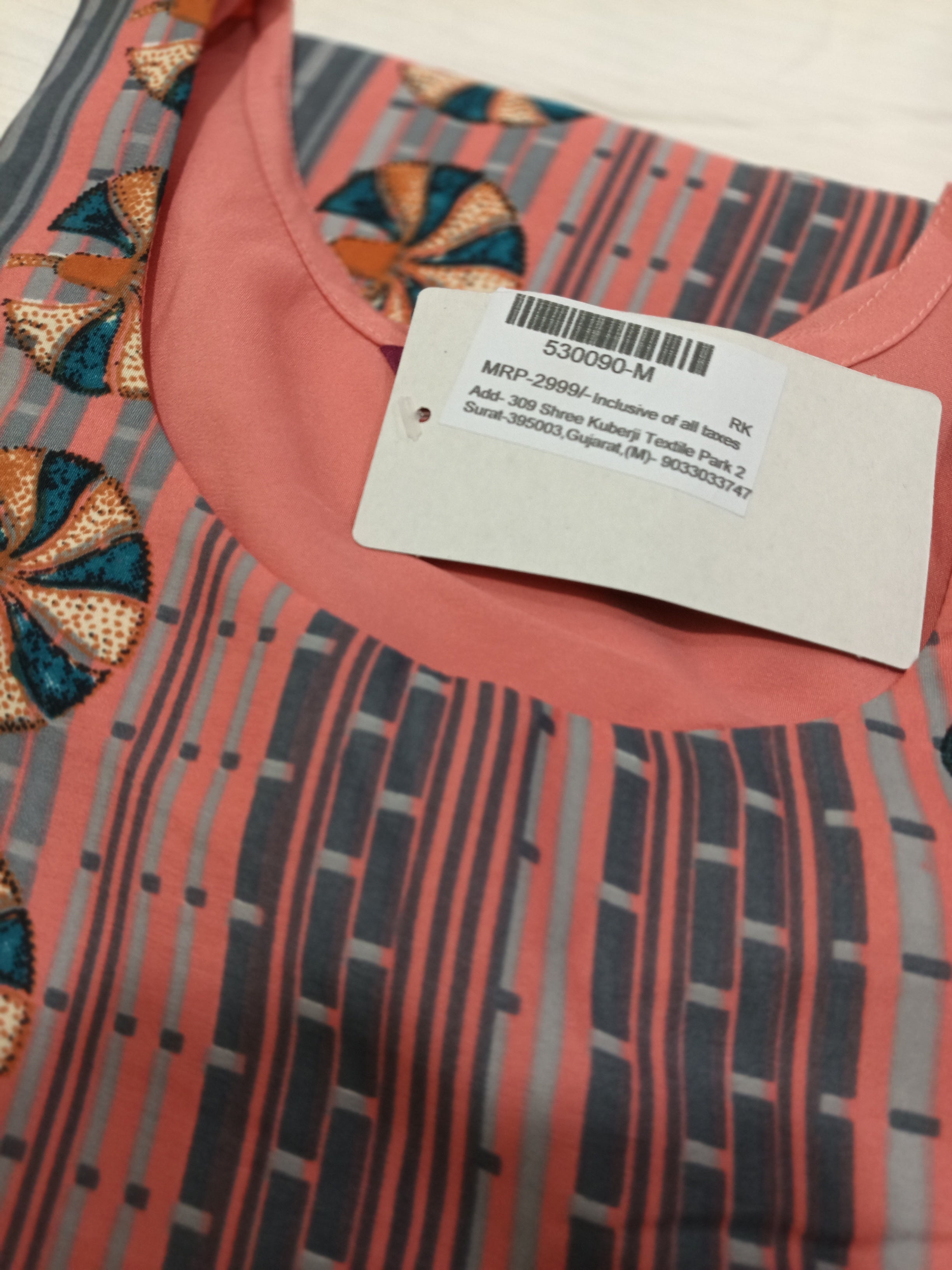 Crepe Fabric Printed Kurti for Women Round Neck, Knee length (Only Kurti)