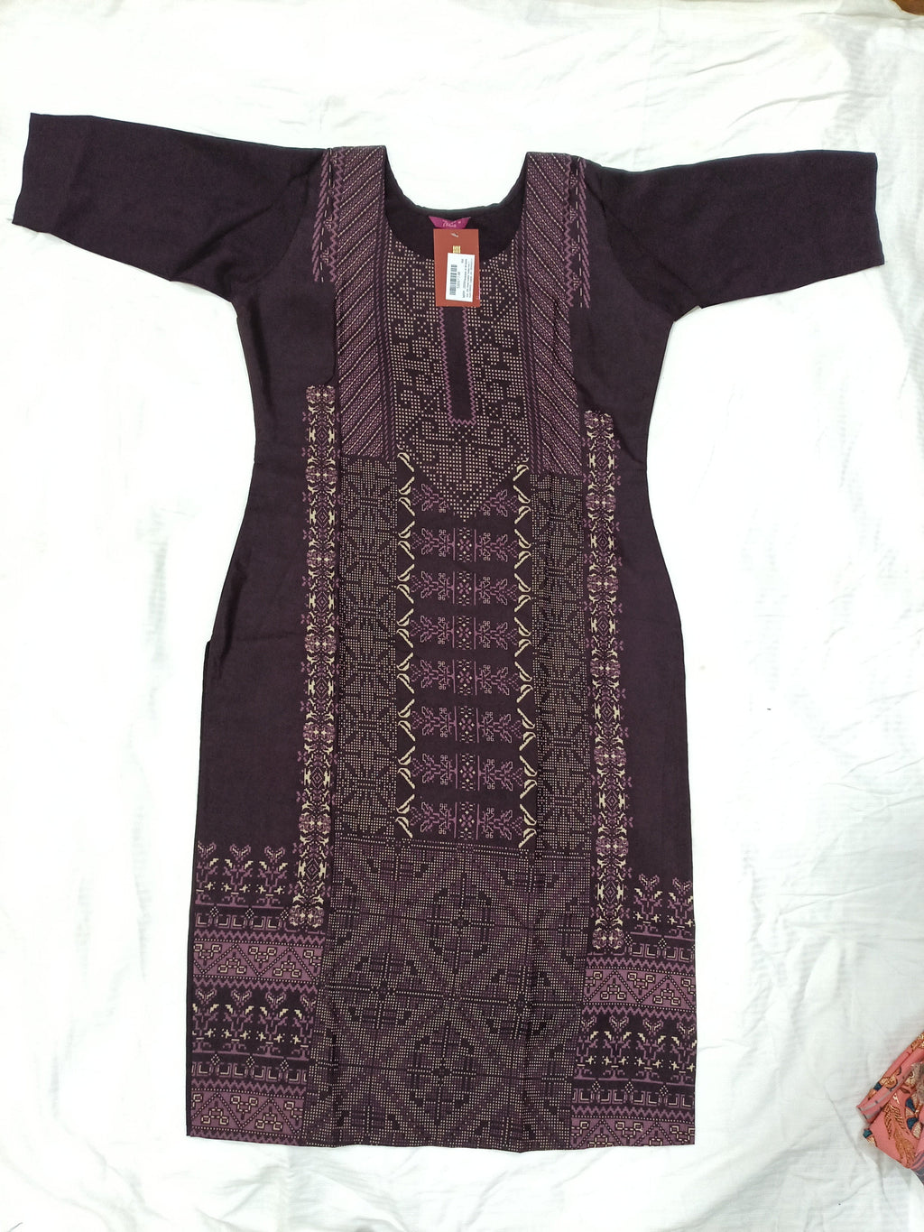 Crepe Fabric Printed Kurti for Women Round Neck, Knee length (Only Kurti)