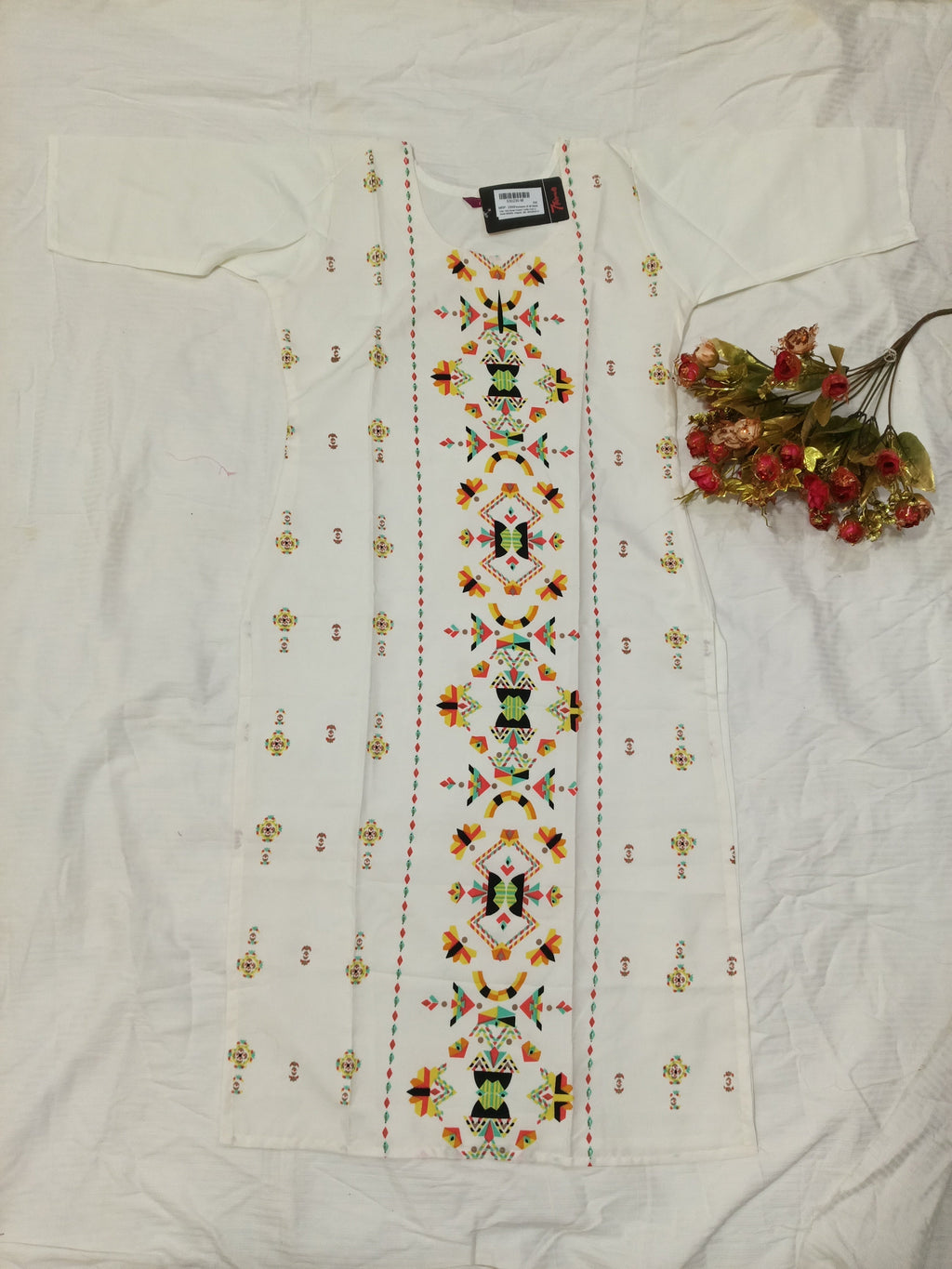 Crepe Fabric Printed Kurti for Women Round Neck, Knee length (Only Kurti)